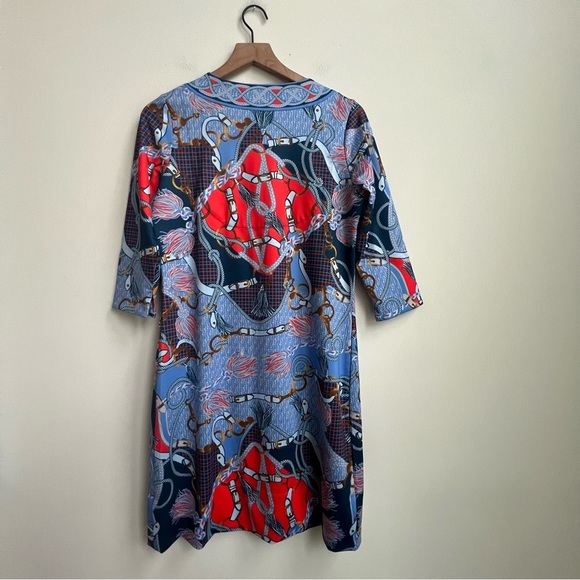 Gretchen Scott Jersey Bordertown Ditto Dress Imari Equestrian Scarf Nautical S - Picture 11 of 14